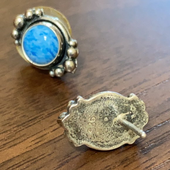 Blue Stone and Sterling Silver Earrings - Picture 3 of 3